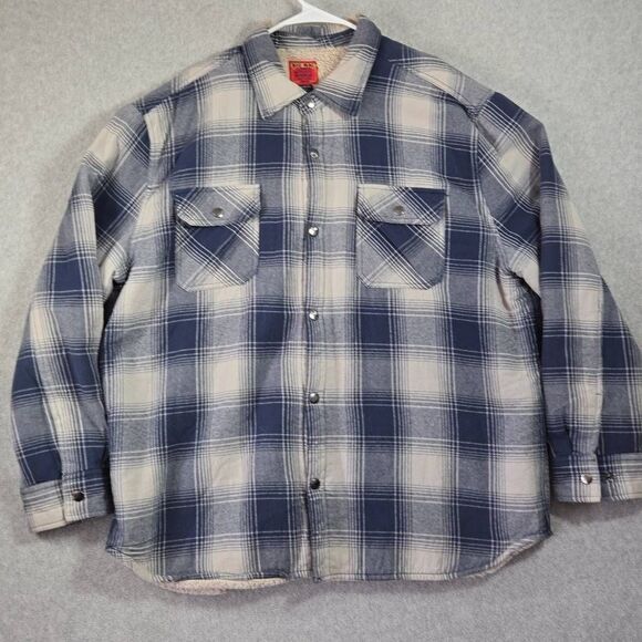 Vintage Big Mac JC Penney Men's 2XL shirt Jacket Shacket Gray Plaid Flannel Sher - Picture 2 of 11